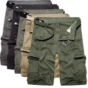 Новые модные мужские шорты-карго в стиле милитари, летние шорты армейского зеленого цвета, мужские свободные шорты с несколькими карманами, мужские повседневные брюки-бермуды