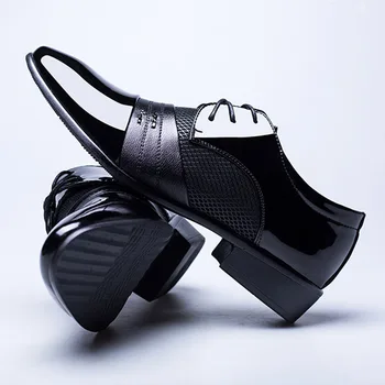 Новые мужские модельные туфли Модный дизайн свадебной обуви с острым носком на маленьком каблуке в стиле пэчворк Для джентльмена, официальная обувь, Деловая кожаная обувь