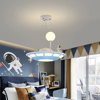 Новые современные светодиодные люстры для дома, детской комнаты, кабинета, спальни, светильник Baby Blue, Мультяшный НЛО, Астронавт, Светодиодный подвесной светильник