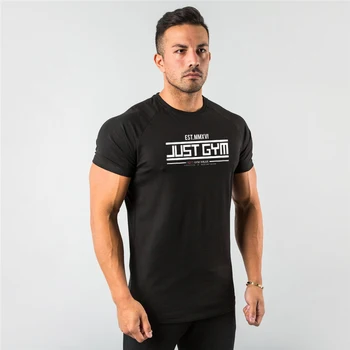 Новый бренд Just Gym Clothing, облегающая футболка, мужская футболка для фитнеса с коротким рукавом, мужская футболка для бодибилдинга, мужские спортивные летние топы