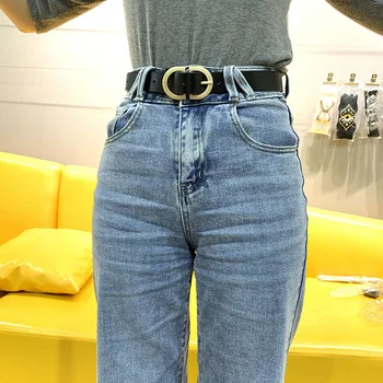 Новый ремень, женский ремень из искусственной кожи, Модный Однотонный джинсовый ремень, Корейский Женский Тонкий ремень с пряжкой