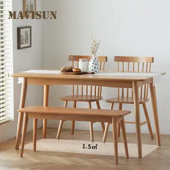 Обеденный стол из массива дерева, японский обеденный стол из натурального дуба и сочетание стула для небольшой квартиры, мебель для дома и ресторана