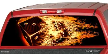 Огненные Пылающие кубики Графическая наклейка на заднее стекло, наклейка Tint Perf для грузовика, перфорированный винил