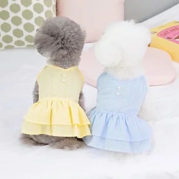 Одежда Для домашних животных Весенне-летняя юбка для собак Тедди-Шнауцер Маленькая собачка 23 Жемчужное платье из свежего хлопка