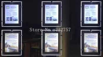 Односторонний Акриловый Светодиодный Оконный дисплей формата А3 С U-образным Карманом для Агента по недвижимости, Ресторана, Гостиницы, Центра недвижимости, Торгового центра