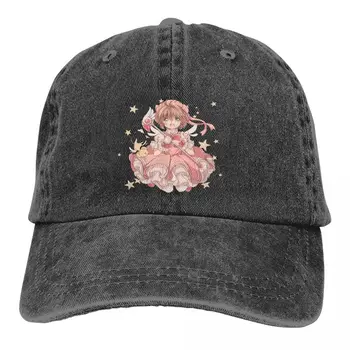 Однотонные папины шляпы Kinomoto Розовая женская шляпа Солнцезащитный козырек Стетсон Аниме Card Captor Sakura Остроконечная кепка