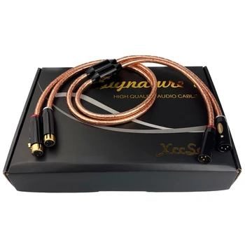 Пара фирменных XLR-балансных кабелей с квадратным сердечником, медная аудиолиния HiFi с 24-каратным позолоченным штекером