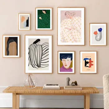 Пижама Софии Линд, Женская абстрактная геометрическая линия, скандинавский плакат, настенный арт, печать на холсте, картины для девочек Для декора гостиной