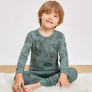 Пижамные комплекты с динозаврами для мальчиков, детские хлопчатобумажные пижамы, комплекты детской одежды на весну-осень-зиму, комплекты для мальчиков, ночная одежда, детская домашняя одежда