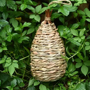 Плетеное гнездо, легко моющееся, Соломенный декоративный плетеный птичник для попугаев, Птичий домик для украшения
