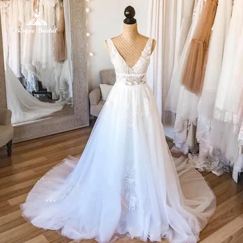 Пляжное свадебное платье в стиле бохо 2023 для женщин с 3D цветочными аппликациями, Элегантное платье Невесты, свадебные платья, Красивое Свадебное платье-русалка