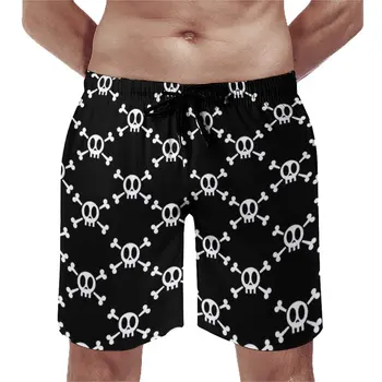 Пляжные шорты Kawaii Skeleton на каждый день, пляжные шорты оверсайз, мужские плавки с черепом и скрещенными костями, горячие плавки
