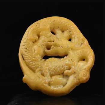 Подвеска из натурального нефрита из Старого Китая с ручной резьбой в виде статуи дракона #38