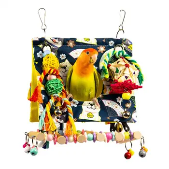 Подвесная игрушка-попугай с колокольчиками, парусиновая игрушка-птица для попугаев, Прочные красочные игрушки для лазания по попугаям, Простая установка для маленьких