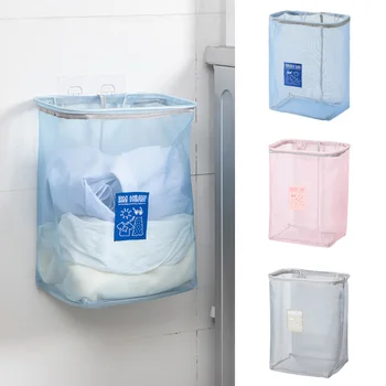 Подвесная корзина для белья, сетчатая сумка для грязной одежды в ванной, Настенная Складная корзина для хранения белья, сетчатая сумка для белья