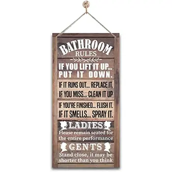 Подвесной деревянный декор для ванной комнаты, Деревянные таблички для туалета в деревенском стиле, Настенный художественный знак с принтом, Деревенский знак на двери ванной комнаты