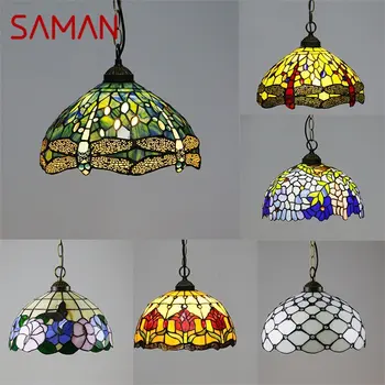 Подвесной светильник SAMAN Tiffany, современные светодиодные креативные светильники, декоративные для дома, гостиной, столовой