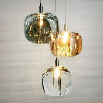 Подвесные светильники для столовой в постмодернистском стиле, светодиодный подвесной светильник в скандинавском минималистичном стиле, янтарно-дымчато-серый Декор, светильники для спальни