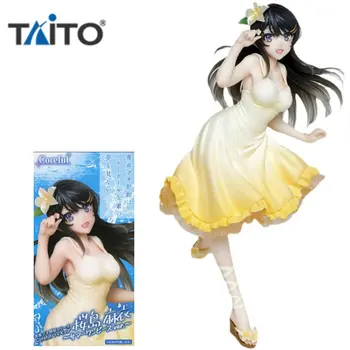 Подлинная аниме-фигурка TAITO Сакурадзима Май, Желтое платье, фигурки, игрушки для детей, Подарочные Коллекционные модели, украшения, куклы