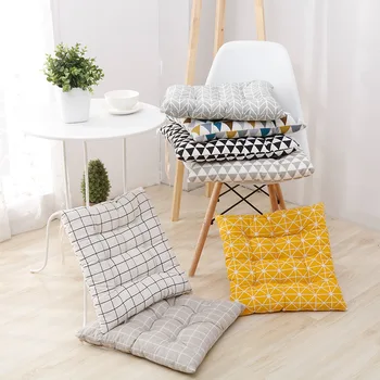 подушка с геометрическим рисунком 40 см * 40 см, коврик для сиденья с геометрическим рисунком в клетку для домашнего офисного кресла