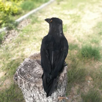 полиэтилен и перья черная ворона большая 30-сантиметровая жесткая модель для моделирования вороны.Украшение для вечеринки в честь Хэллоуина, Рождественский подарок w0602