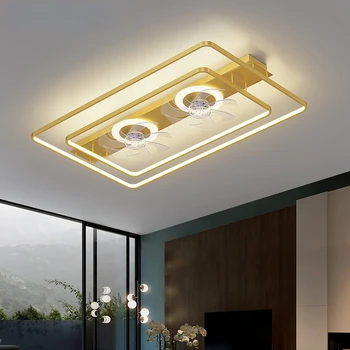 Потолочный вентилятор со светодиодной подсветкой, дистанционное управление, простой подвесной светильник с затемнением, используемый для украшения дома в жилых ресторанах.