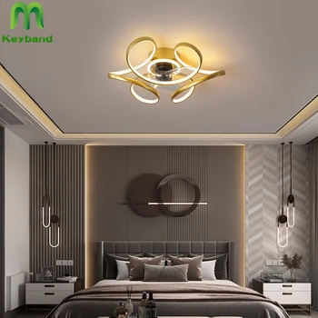Потолочный светильник Nordice Fan LED для спальни Simplicity Home Light с плавным затемнением Доступно изменение цвета