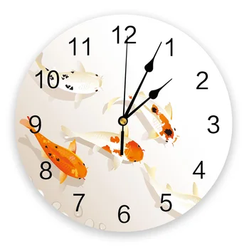 Прозрачные часы для пруда с карпами Домашний декор гостиной Большие Круглые настенные часы Без Звука Кварцевые Настольные часы Украшение Спальни Настенные часы