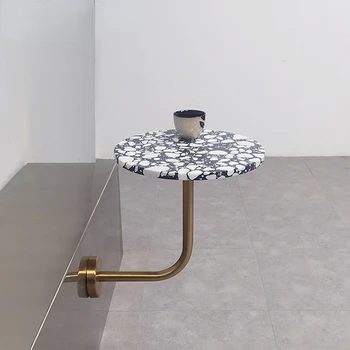 Простой настенный круглый стол из нержавеющей стали, изготовленный на заказ Маленький металлический обеденный стол для чайной кофейни