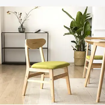 Простой современный обеденный стул из массива дерева, обеденный стол для взрослых, стул со спинкой, стул для рабочего стола, стул для отдыха в скандинавском магазине чая с молоком