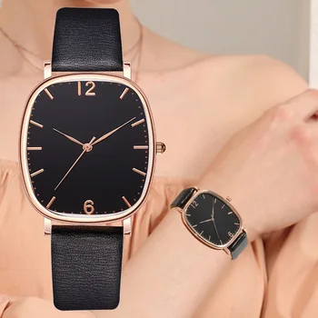 Простые белые часы, женские Квадратные часы, Повседневные кожаные наручные часы, подарок подруге на 2022 год, Цифровые кварцевые часы Zegarek Damski