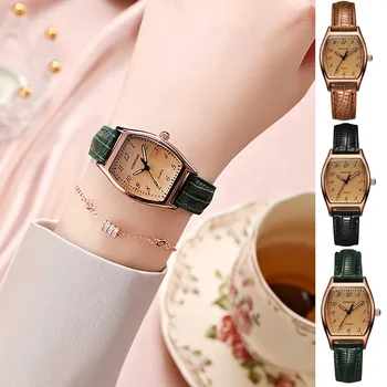 Простые модные женские квадратные часы из темпераментной кожи, элегантные наручные часы с кожаным ремешком, часы-победитель, подарочные часы