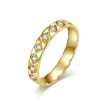Простые модные кольца на палец с кубическим цирконием AAA + Изысканные ювелирные изделия из нержавеющей стали 316l для женщин, подарок на свадьбу, помолвку