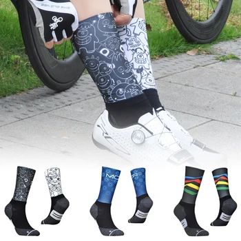 Противоскользящие профессиональные велосипедные носки Велосипедные компрессионные спортивные носки Мужские И женские Носки для уличных видов спорта Гоночные велосипедные носки