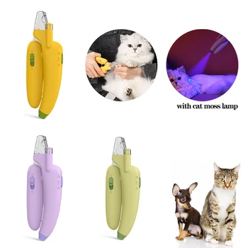 Профессиональные ножницы для ногтей для кошек и собак, многофункциональные кусачки для ногтей для домашних животных со светодиодной лампой для кошачьего мха, костюм для стрижки собак, инструмент-триммер