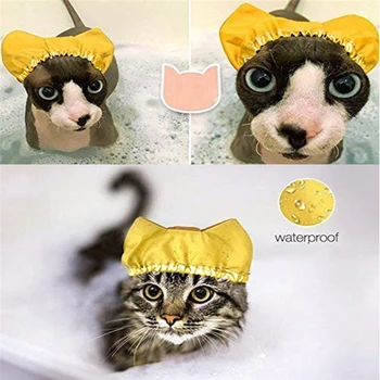 Регулируемая шапочка для душа для кошки, двухслойный водонепроницаемый душ для купания, Дышащая шапочка для душа для собак, удобный инструмент для душа для домашних животных