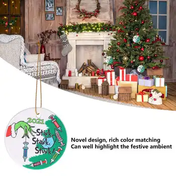 Рождественские украшения Круглая печатная Рождественская елка Керамическая подвеска для домашнего декора Инструменты DIY