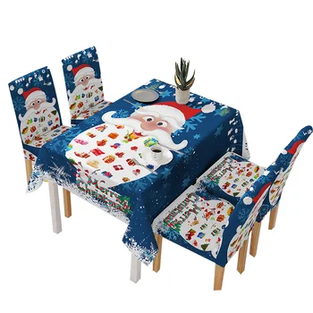 Рождественские чехлы для столов и стульев, обеденная скатерть, Рождественские подарки, Новогодний домашний декор для кухни, украшения для столовой, скатерти
