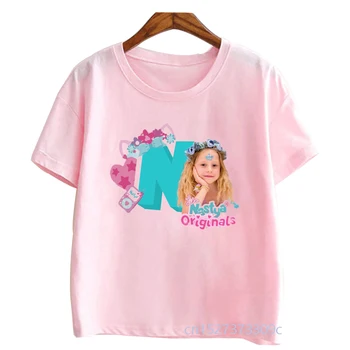 Розовая футболка С принтом Lovely Like Nastya, Летние топы Для девочек, Детская одежда в стиле Харадзюку Каваи, Модная футболка, Детская одежда