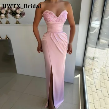 Розовые длинные платья для выпускного вечера с разрезом по бокам, плюс размер, вечернее платье с русалочьим жемчугом и блестками, женские вечерние платья для вечеринок 2023, Индивидуальный размер
