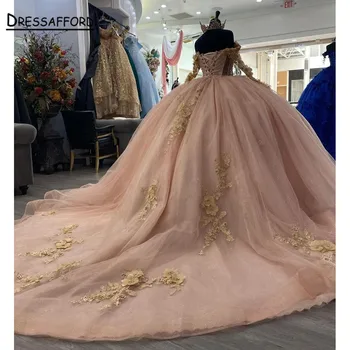 Розовые пышные платья, классическое бальное платье с открытыми плечами, расшитое бисером, Мексиканская принцесса, сладкое платье для выпускного 16