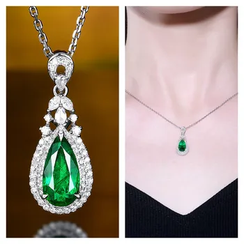 Роскошное модное женское свадебное ожерелье с каплей воды, Зеленый Кубический цирконий, Элегантные женские аксессуары, Благородные украшения для вечеринок