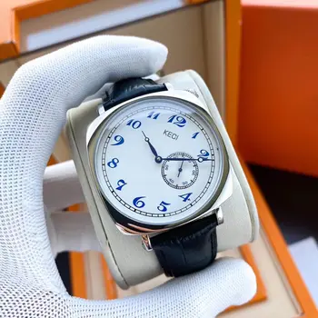 Роскошные мужские механические часы с автоподзаводом - квадратный корпус, уникальный наклонный циферблат, прозрачная задняя крышка, высококачественные часы, идеальный подарок