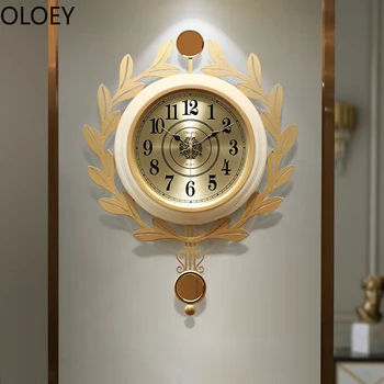 Роскошные настенные часы в американском стиле, металлические золотые настенные часы-качели, домашний декор, современные настенные часы для гостиной, часы в стиле шебби-шик