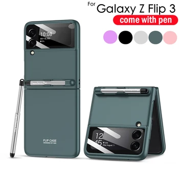 Роскошный чехол Flip3 для Samsung Z Flip 3 5G 2022 Новый Чехол со Стилусом, Емкостной камерой Pen Len, Полная Защитная крышка на Z Flip 3