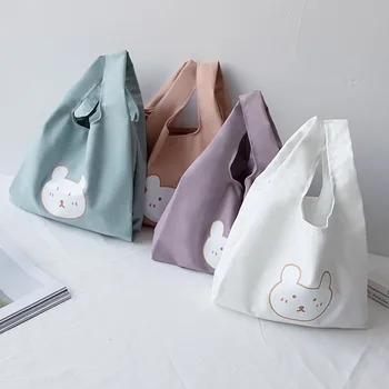 Ручная холщовая сумка для студенток, Японская литература и искусство, корейская версия, ланч-бокс с милым медведем, сумка для завтрака, маленькая тканевая сумка