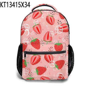 Рюкзак с 3D принтом фруктов и клубничного пончика для учащихся начальной средней школы, школьный рюкзак для мальчиков и девочек, Женский Мужской рюкзак для путешествий