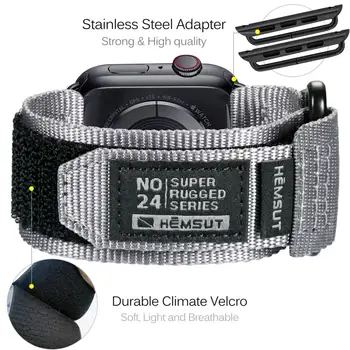 Сверхпрочный нейлоновый спортивный ремешок для Apple Watch 40 41 45 40 44 мм для iwatch 7 5 6 se 2 3 38 мм 42 мм ремешок браслет на запястье серый