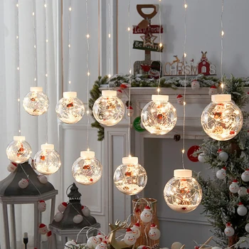Светодиодная гирлянда с шариком для желаний, рождественские гирлянды для занавесок, сказочные гирлянды для праздничного оформления свадьбы на Открытом воздухе на Рождество