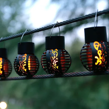 Светодиодная солнечная лампочка, наружный водонепроницаемый шар с эффектом мерцающего пламени, солнечный подвесной фонарь, лампа для патио, сада, двора, рождественского декора